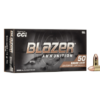 Blazer 9mm Ammunition 50 Brass Case Centrifuge Cartridges