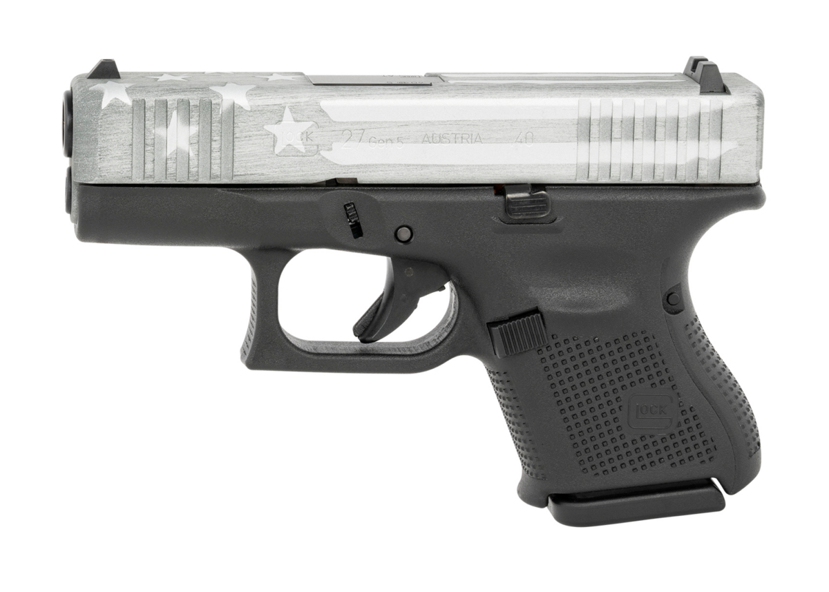 Glock G27 Gen5 Gray Battle Worn Flag 40 S&W Pistol - PA275S204BWFS 1 Glock G27 Gen5 Gray Battle Worn Flag 40 S&W Pistol - PA275S204BWFS