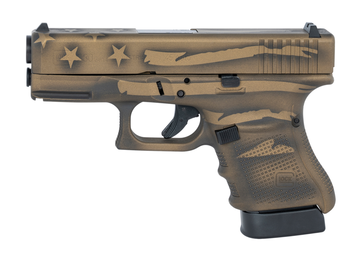 Glock G30 Gen4 Coyote Battle Worn Flag 45 ACP Pistol- PG3050204BBBWFLAG 1 Glock G30 Gen4 Coyote Battle Worn Flag 45 ACP Pistol- PG3050204BBBWFLAG