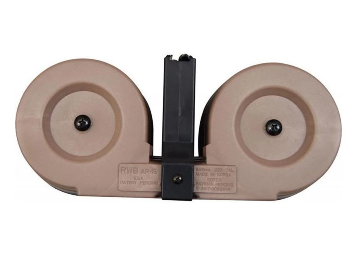 RWB AR-15 - .223/5.56 - 100RD Dual Drum Magazine (Black or Desert Tan) - Black