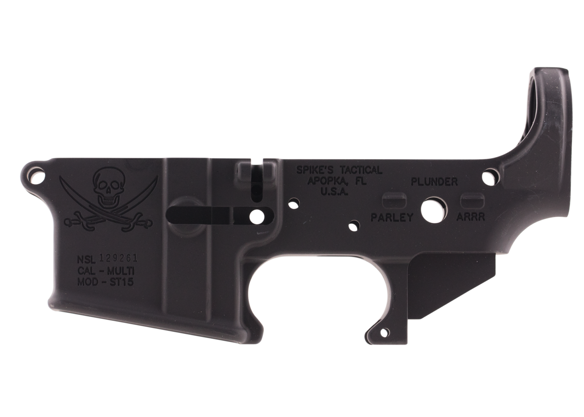 Spikes Tactical Calico Jack Stripped Lower Receiver for AR-15 1 Spikes Tactical "Calico Jack" Stripped Lower Receiver Multi-Caliber for AR-15