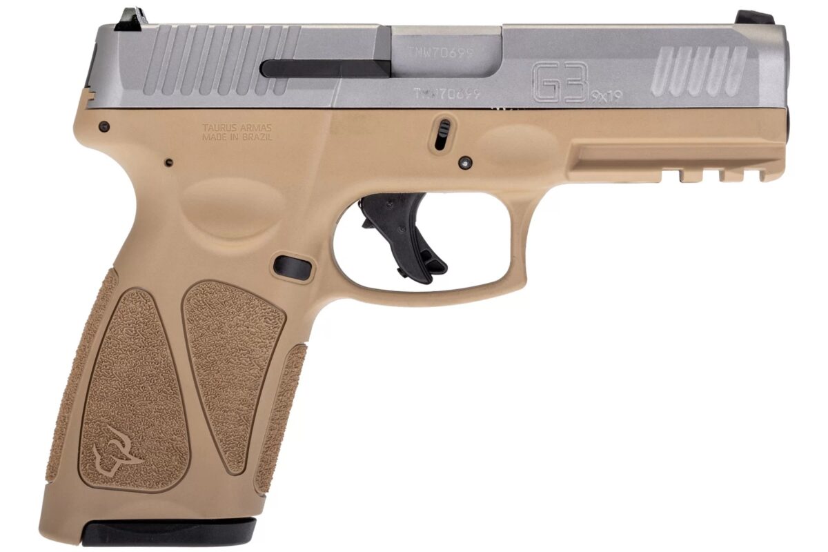 Taurus G3 Full Size Pistol - Tan / Stainless | 9mm | 4" Barrel | 17rd 1 1 g3b949t