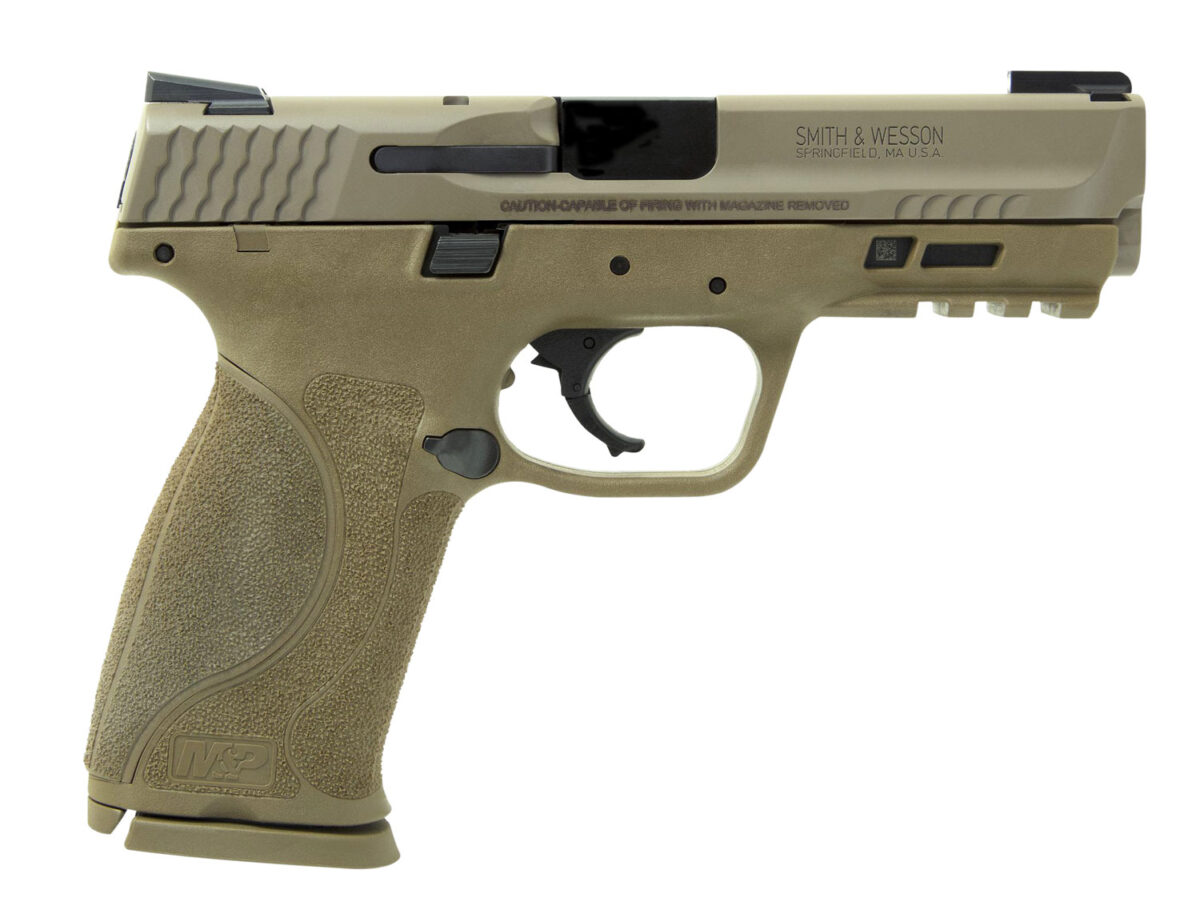 Smith & Wesson LE 11767 M&P 9 M2.0 9mm Luger Double 4.25" 17+1 FDE Interchangeable Backstrap Grip FDE Polymer Frame FDE Armornite Stainless Steel Slide 1 100714