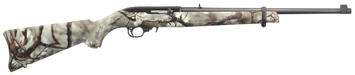 Ruger 31113 10/22 Carbine Full Size 22 LR 10+1 18.50" Satin Black Threaded Barrel, Satin Black Steel Receiver w/Scope Base Adapter, Fixed Go Wild Camo Rock Star Synthetic Stock, Right Hand 1 108620