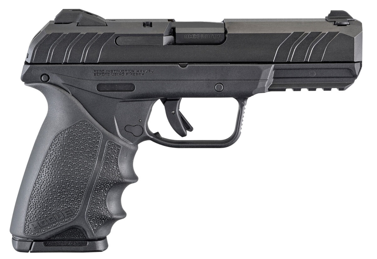 Ruger 3819 Security-9 9mm Luger 4" Barrel 10+1, Black Polymer Frame With Picatinny Acc. Rail, Black Oxide Steel Slide, Hogue Beavertail HandALL Rubber Grip 1 109189