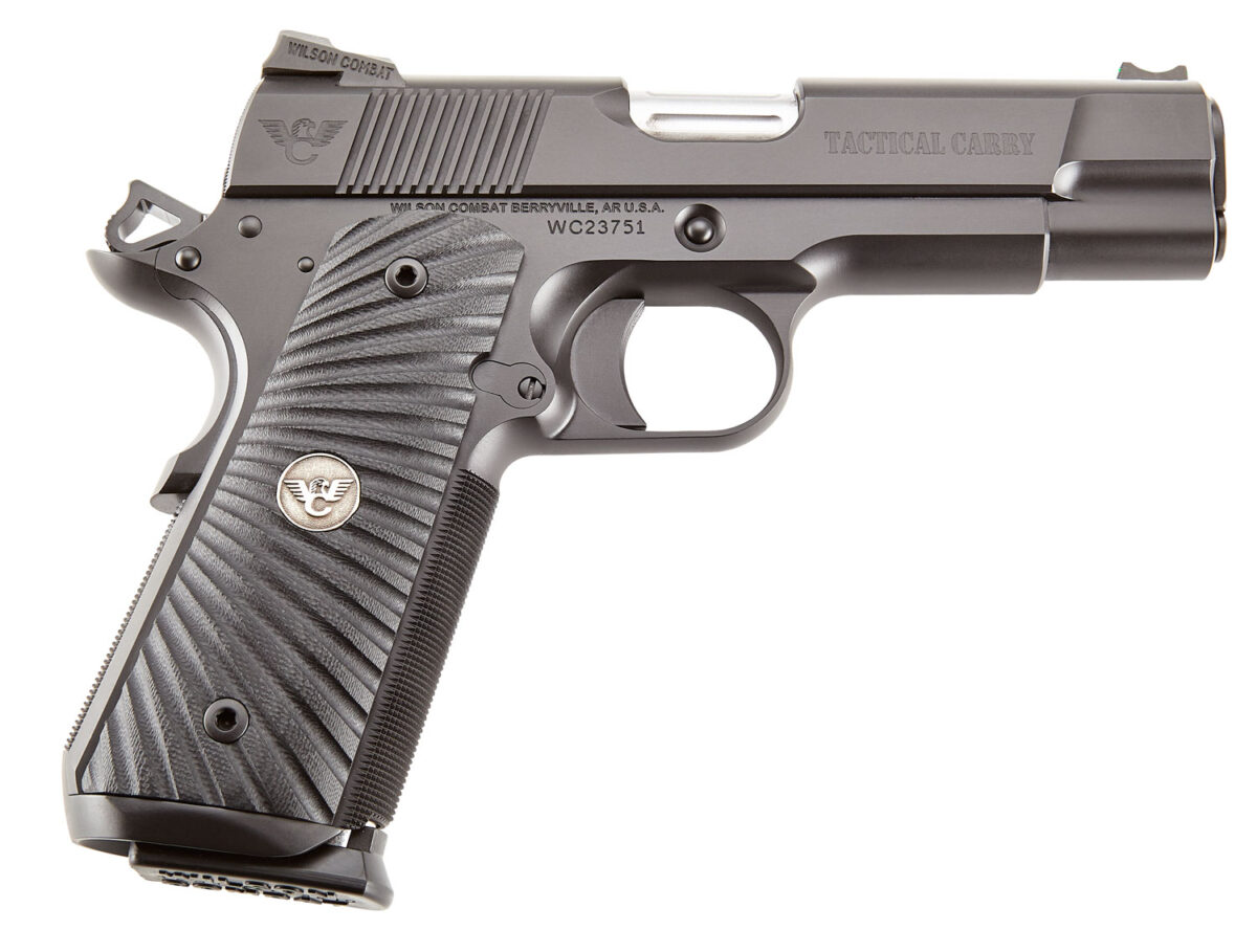 Wilson Combat TCCOM9 1911 Commander Tactical Carry 9mm Luger 5" 8+1 OD Green Carbon Steel Frame Black Carbon Steel Slide with Black G10 Starburst Grip 1 111852 1