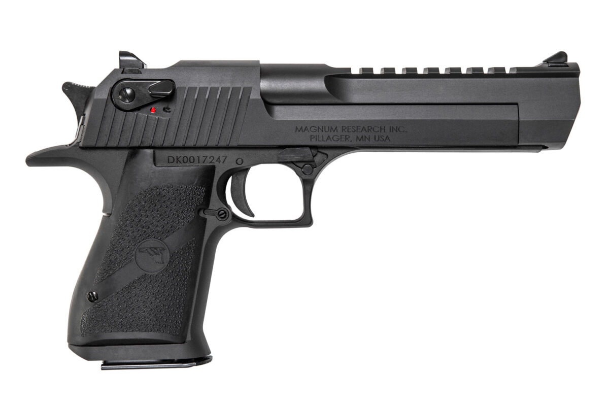 Magnum Research DE429 Desert Eagle Mark XIX 429 DE 7+1, 6" Black Steel Barrel, Matte Black Serrated Carbon Steel Slide & Frame w/Beavertail, Black Rubber Grip, Manual Thumb Safety, Right Hand 1 113395