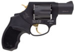 Taurus 2-856021ULGLD 856 Ultra-Lite 38 Special Caliber with 2" Barrel, 6rd Capacity Cylinder, Overall Matte Black Metal Finish, Gold Trigger/Hammer Frame & Finger Grooved Black Rubber Grip 2 113679