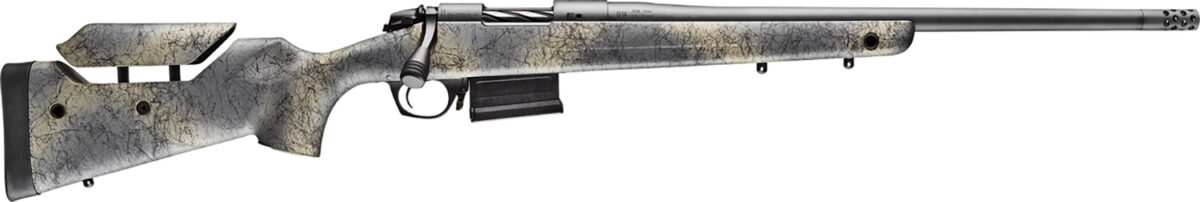 Bergara Rifles B14S652 B-14 Wilderness Terrain 6.5 Creedmoor 5+1 24" Threaded, Sniper Gray Cerakote Barrel/Rec, Adj. Cheek Piece SoftTouch Woodland Camo Stock with Mini-Chassis, Omni Muzzle Brake 1 119401
