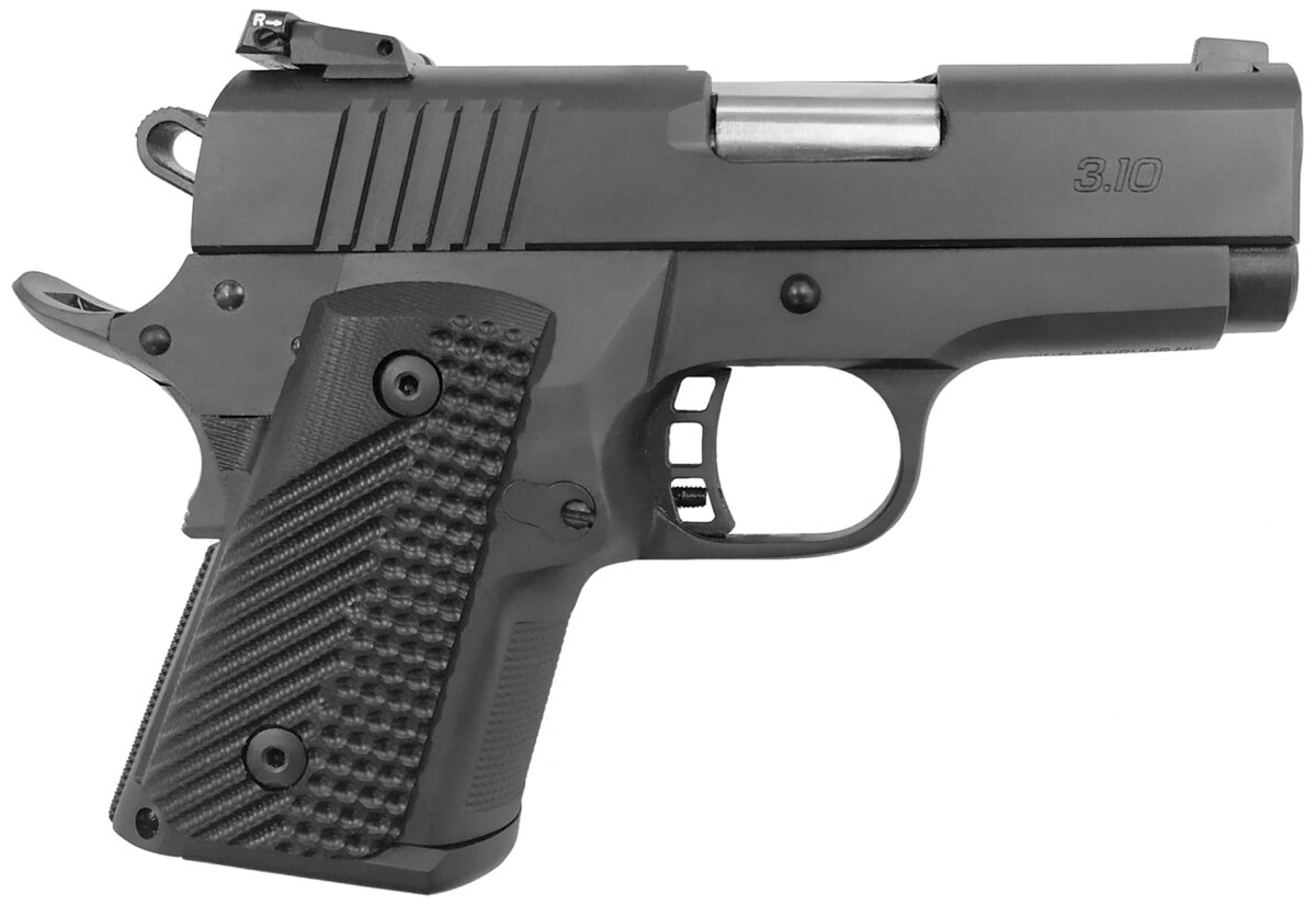 Rock Island 51577 BBR Compact 45 ACP 10+1, 3.10" Black Steel Barrel, Black Parkerized Serrated Slide, Black Parkerized Steel Frame w/Beavertail, Black G10 Grip 1 119972