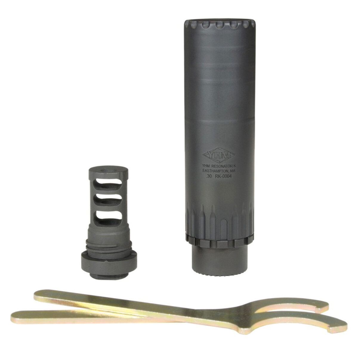Yankee Hill 2150MB24 Resonator K Muzzle Brake Black Matte Cerakote 17-4 Stainless Steel with 5/8"-24 tpi Threads for 30 Cal AR-Platform 1 121639