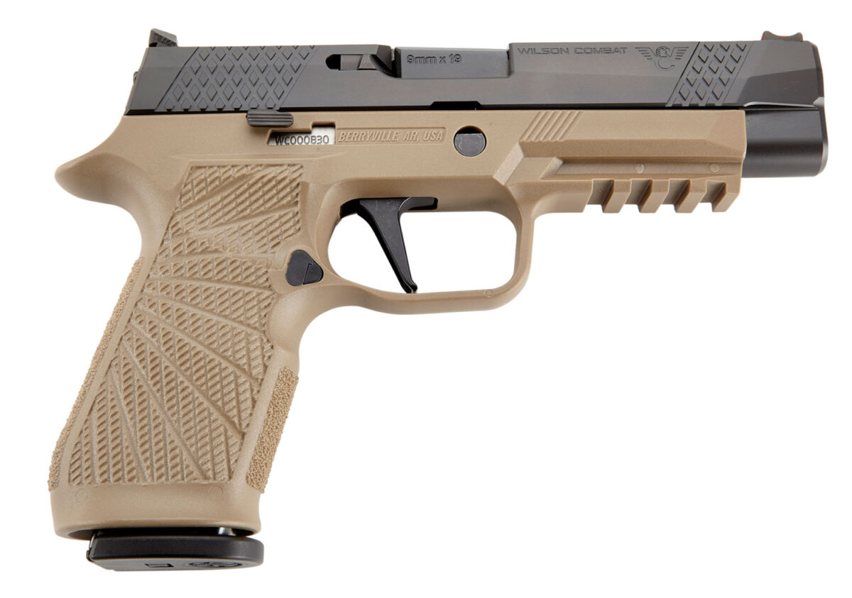 Wilson Combat SIGWCP320F9T P320 9mm Luger 17+1 4.70" Black Steel Barrel, Black DLC Serrated Stainless Steel Slide, Tan Polymer Frame w/Picatinny Rail, Tan Polymer Grip 1 125555