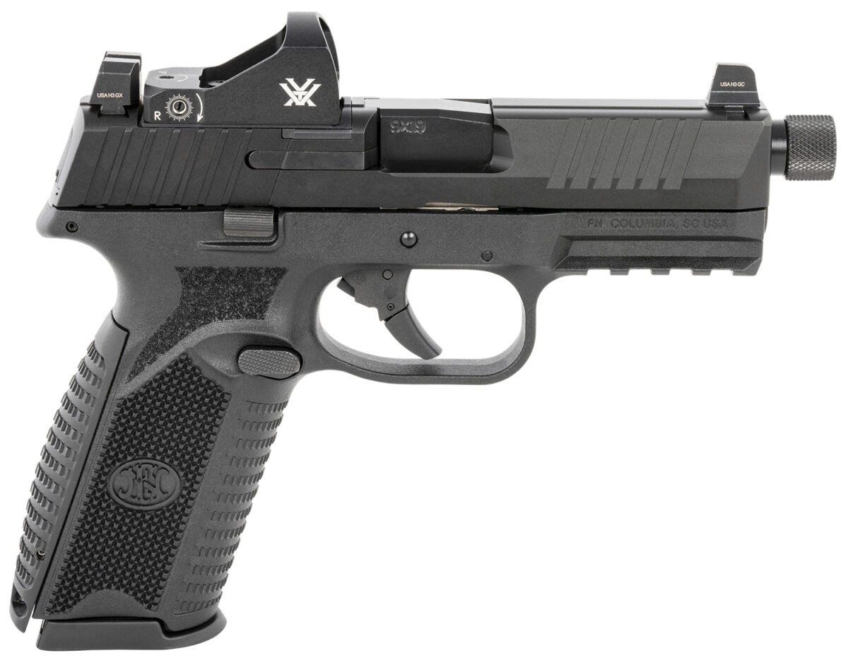 FN 66100844 509 Tactical 9mm Luger 17+1/24+1 4.50" Threaded Barrel, Matte Black Polymer Frame w/Mounting Rail, Optic Cut Matte Black Stainless Steel Slide, No Manual Safety, Includes Viper Red Dot 1 125564