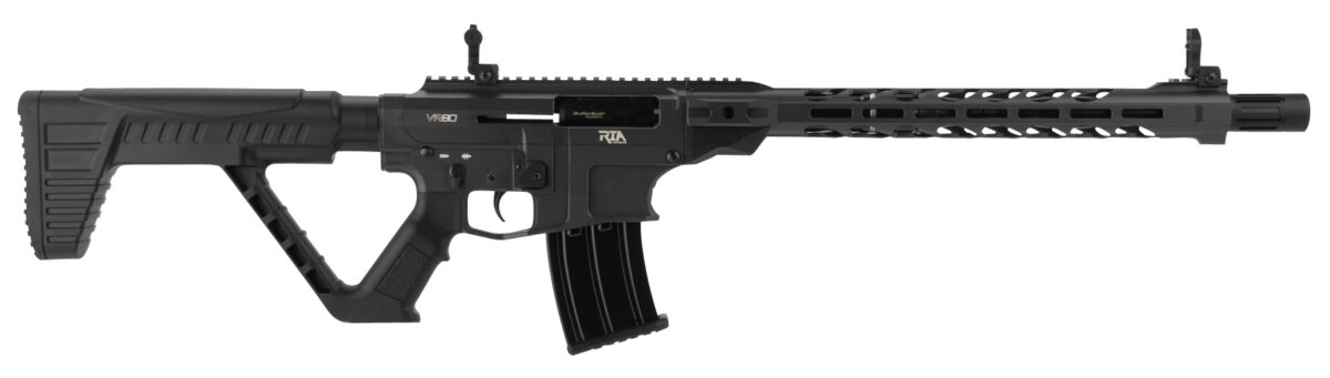 Rock Island VR80SMOKE VR80 12 Gauge 5+1 3" 20" Barrel, Exclusive Smoke Cerakote Finish, Aluminum Receiver, Model 4 Barrel Shroud, Synthetic Stock, Flip Up Front & Rear Sights 1 126717