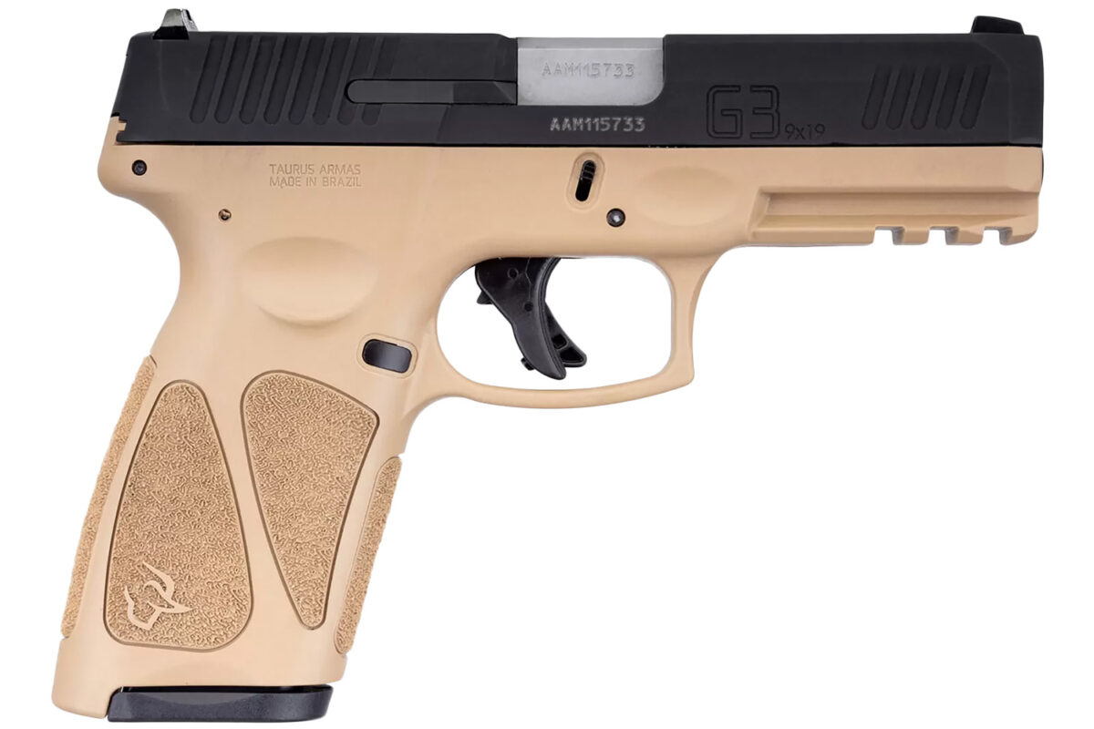Taurus 1G3B941T G3 9mm Luger 15+1 Or 17+1 4" Matte Stainless Steel Barrel, Tan Polymer Frame With Picatinny Acc. Rail, Tenifer Matte Black Steel Slide, Re-Strike Capability, Manual Safety 1 135480