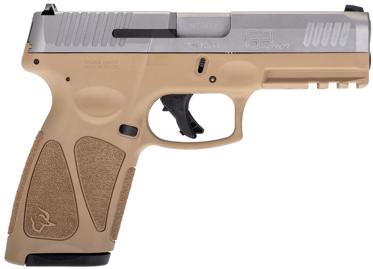 Taurus 1G3B949T15 G3 Full Size Frame 9mm Luger 15+1 4" Matte Stainless Steel Barrel, Matte Serrated Stainless Steel Slide, Tan Polymer Frame w/Picatinny Rail, Tan Polymer Grip, Right Hand 1 135488