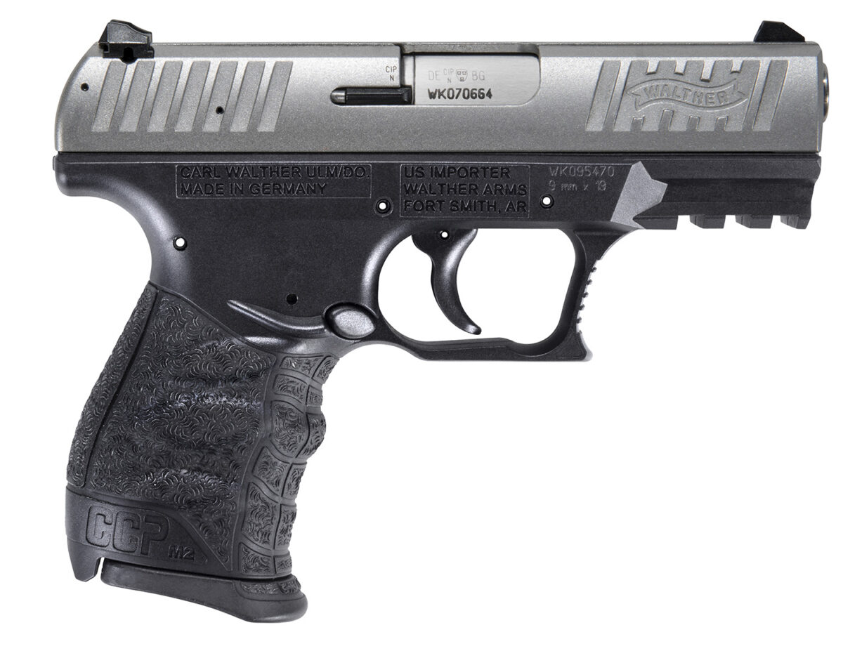 Walther Arms 5083501 CCP M2 + 9mm Luger 8+1 3.54" Barrel, Black Finish Picatinny Rail Frame, Serrated Sliver Stainless Steel Slide, Finger Grooved Polymer Grip 1 139635