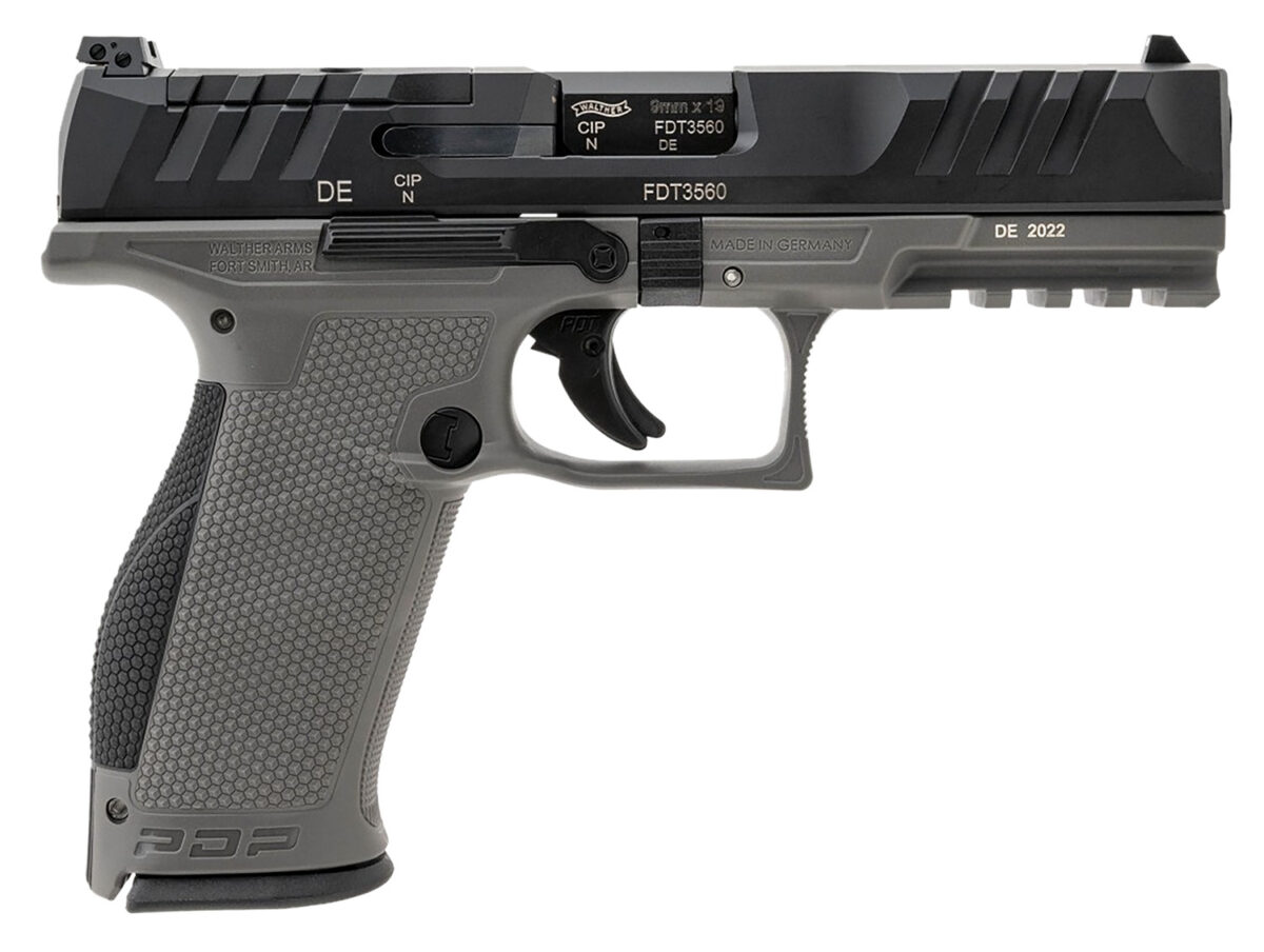 Walther Arms 2858371 PDP 9mm Luger 18+1 4.50" Black Polygonal Rifled Barrel, Black Optic Ready/Serrated Slide, Gray Polymer Frame w/Picatinny Rail, Black Performance Duty Texture Grips, Ambidextrous 1 141057