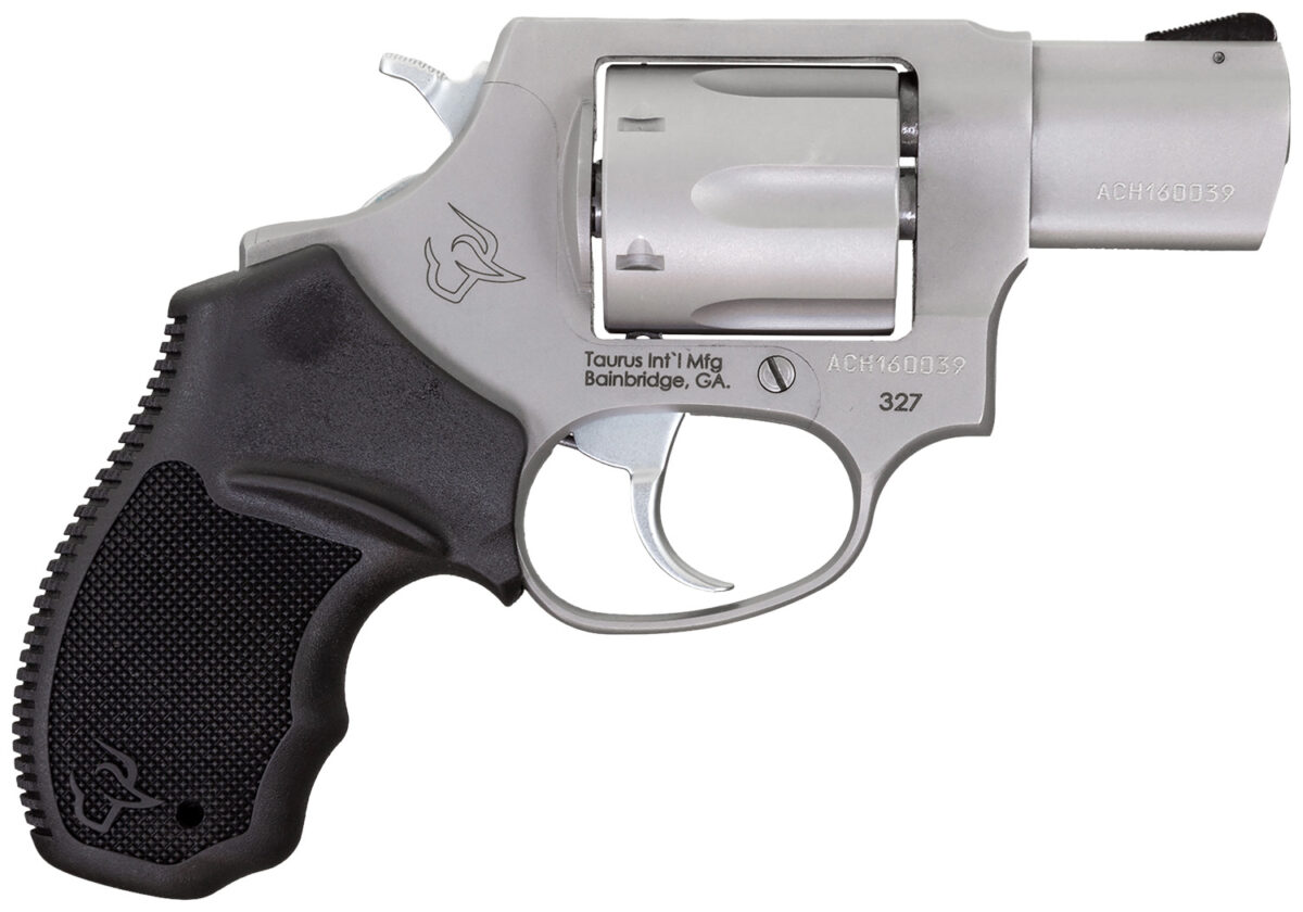 Taurus 232729 327 Small Frame 327 Federal Mag 6rd 2" Matte Stainless Steel Barrel, Cylinder & Frame, Black Finger Groove Rubber Grip, Hammer Safety 1 142150