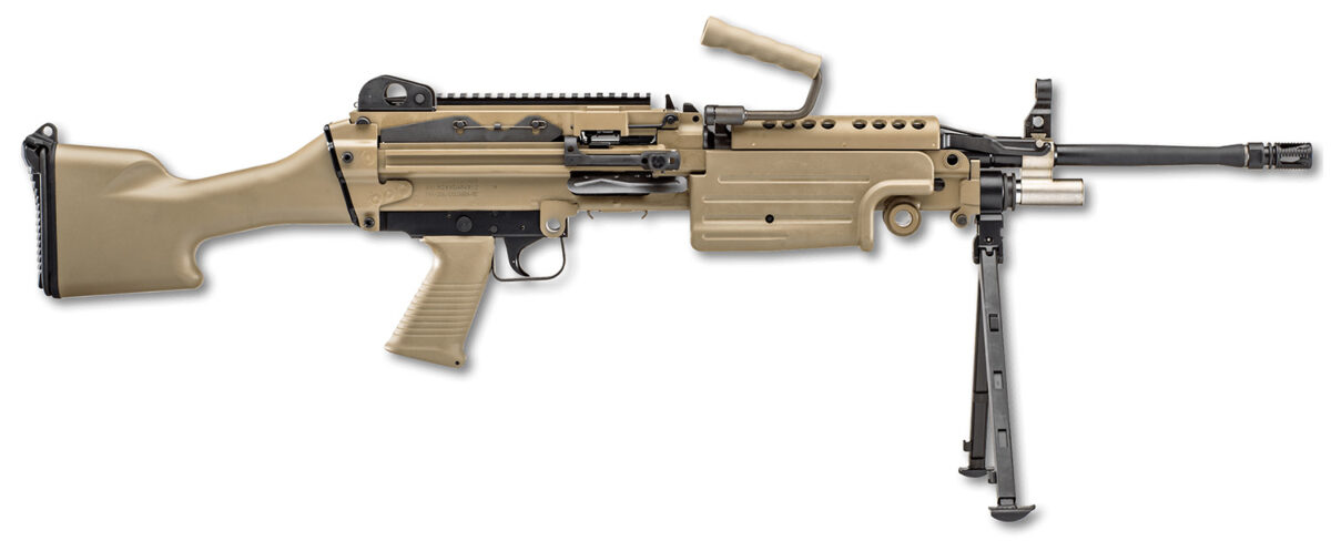 FN 46100170 M249S 5.56x45mm NATO 18.50" Barrel 30+1 Mag Or 200rd Belt Capacity, Flat Dark Earth Fixed Hydraulic Buffer Stock, Non-Slip Buttplate, Optics Ready 1 142787