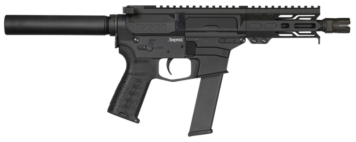 CMMG PE40A51C6AB Banshee MKGS 40 S&W 22+1 5", Black, Buffer Tube (No Brace), EML4 M-LOK Handguard, Zeroed Linear Comp (Glock Mag Compatible) 1 143343