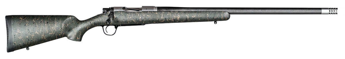 Christensen Arms 8010601500 Ridgeline 6.5 PRC 3+1 24" Carbon Fiber/Threaded Barrel, Natural Stainless, Green with Black/Tan Webbing Stock 1 145859