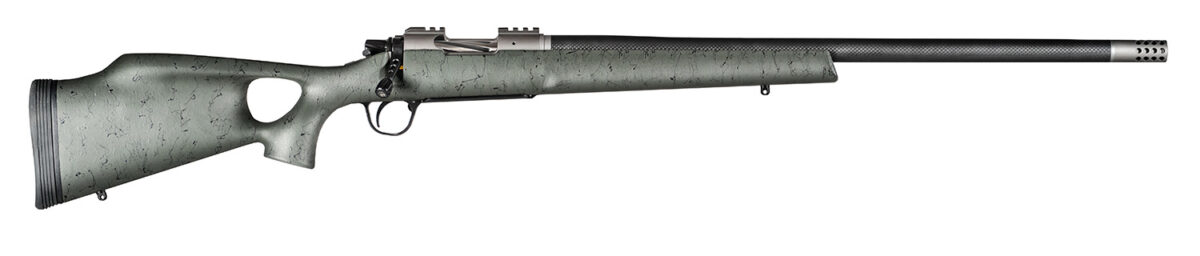 Christensen Arms 8010800106 Summit TI Full Size 6.5 PRC 3+1, 24" Natural Titanium Steel Threaded Barrel, Natural Titanium Aluminum Receiver, Green w/Black Webbing Fixed Thumbhole Stock 1 146088
