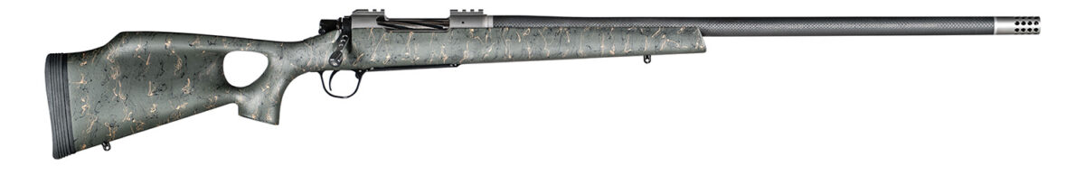 Christensen Arms CA10269815323 Summit TI Full Size 28 Nosler 3+1, 26" Natural Titanium Steel Threaded Barrel, Natural Titanium Aluminum Receiver, Green w/Black/Tan Webbing Fixed Thumbhole Stock 1 146105 1