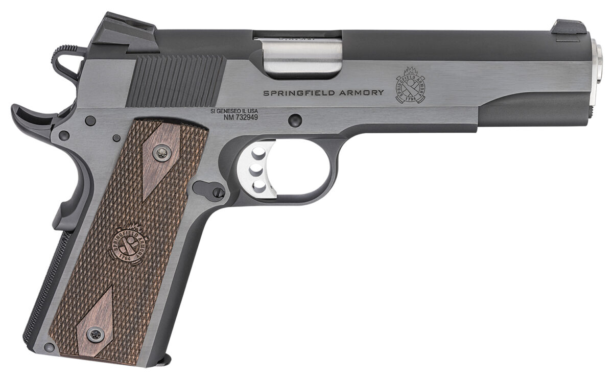 Springfield Armory PX9419 1911 Garrison 9mm Luger 9+1, 5" Stainless Match Grade Steel Barrel, Blued Serrated Carbon Steel Slide, Carbon Steel Frame w/Beavertail, Thin-Line Wood Grip 1 146572