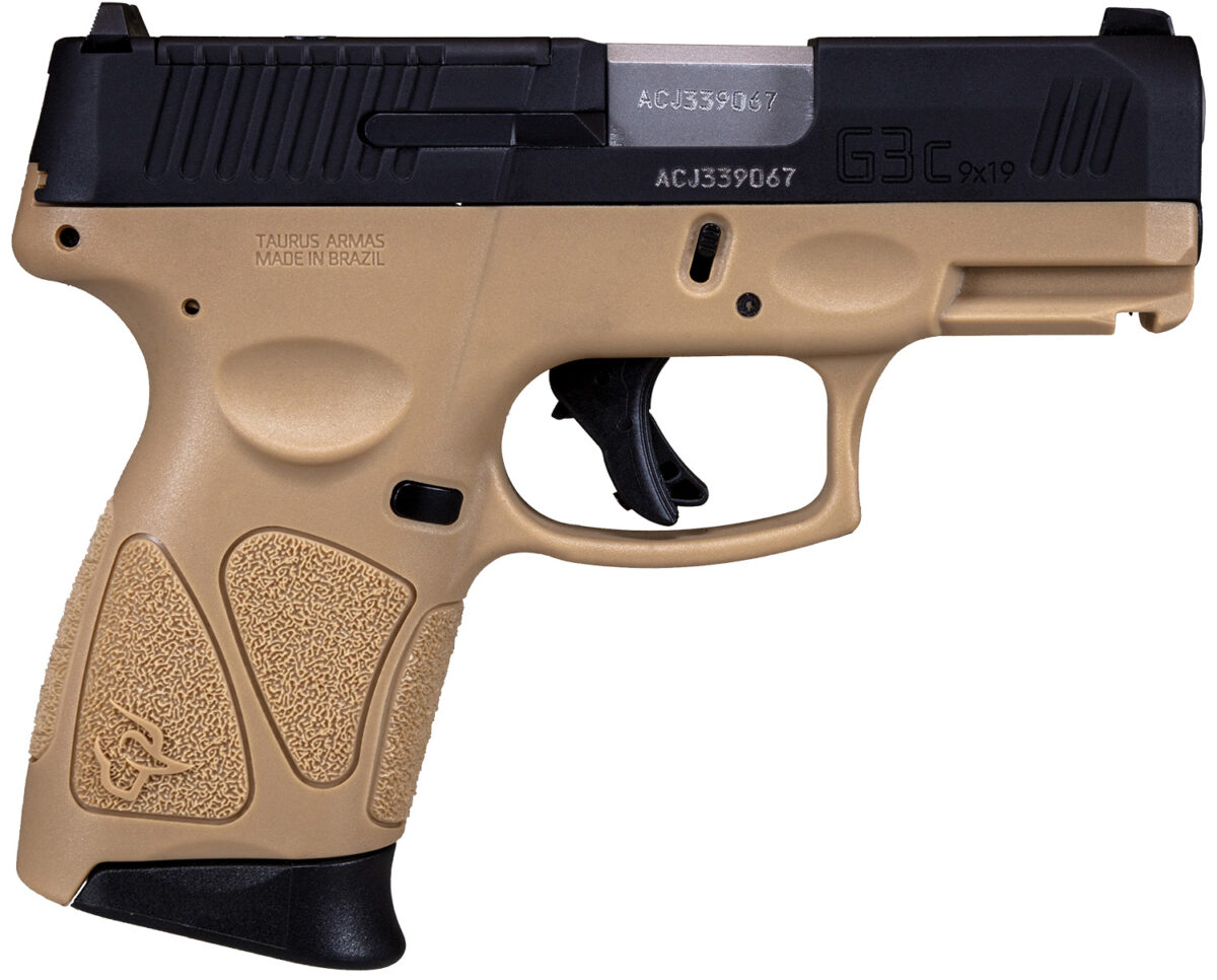 Taurus 1G3CP931T G3C 9mm Luger Caliber with 3.26" Barrel, 12+1 Capacity, Brown Polymer with Picatinny Rail Frame, Serrated Matte Black Tenifer Steel with T.O.R.O Optic Cut Slide, & Brown Polymer Grip 1 147125