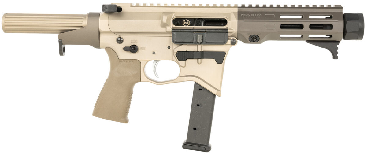 Maxim Defense MXM48173 CPS MD9 9mm Luger Caliber with 5.50" Barrel, Arid Brown Anodized Metal Finish, Black Maxim CQB Brace & Polymer Grip Right Hand 1 148276