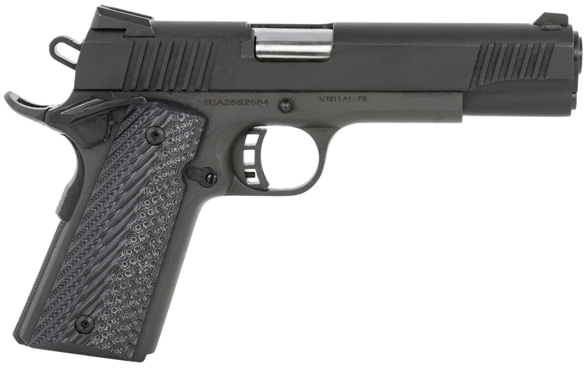 Rock Island 51511 M1911-A1 Standard FS 45 ACP 8+1 5" Barrel, Black Parkerized Steel Frame w/Beavertail, Parkerized Serrated Slide, Black/Gray G10 Grip, Grip Safety 1 148520