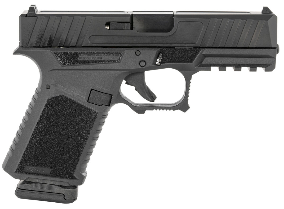 Anderson B2N890A000 Kiger 9C 9mm Luger 15+1, 3.91" Black DLC Steel Barrel, Black DLC Serrated Stainless Steel Slide, Black Polymer Frame w/Picatinny Rail, Black Stippled Grip 1 149882