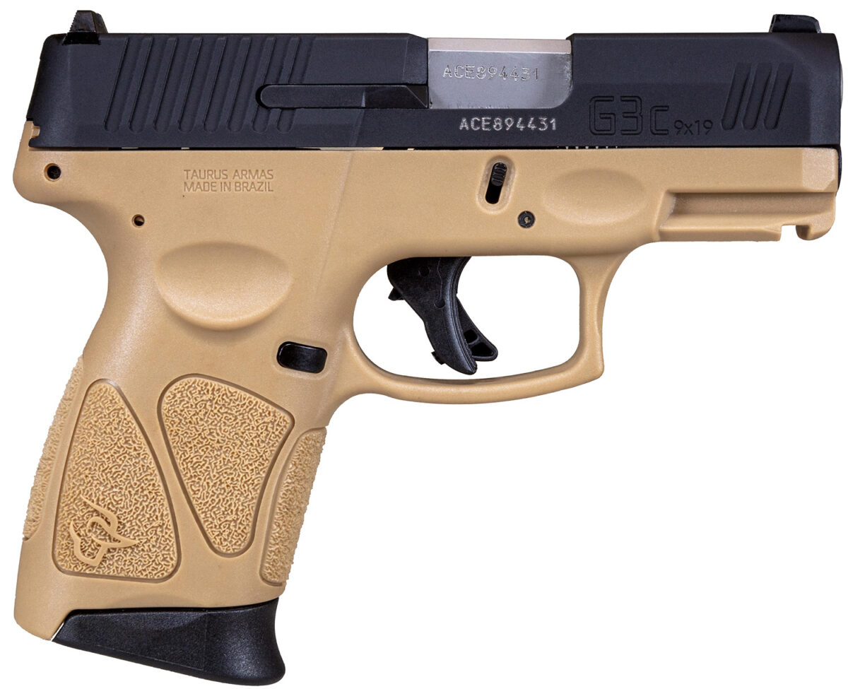 Taurus 1G3C931T G3C Compact Frame 9mm Luger 12+1 3.26" Matte Stainless Steel Barrel, Matte Black Tenifer Serrated Steel Slide, Tan Polymer Frame w/Picatinny Rail, Black Polymer Grip, Right Hand 1 150909