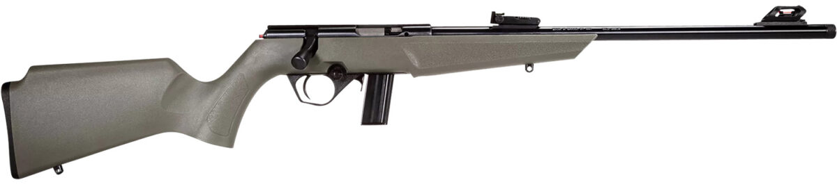 Rossi RB22 Compact 22 LR 10+1, 16" Matte Black Button Rifled Free Floating Steel Barrel, Matte Black Stainless Steel Receiver, OD Green Monte Carlo Stock, Right Hand 1 151214