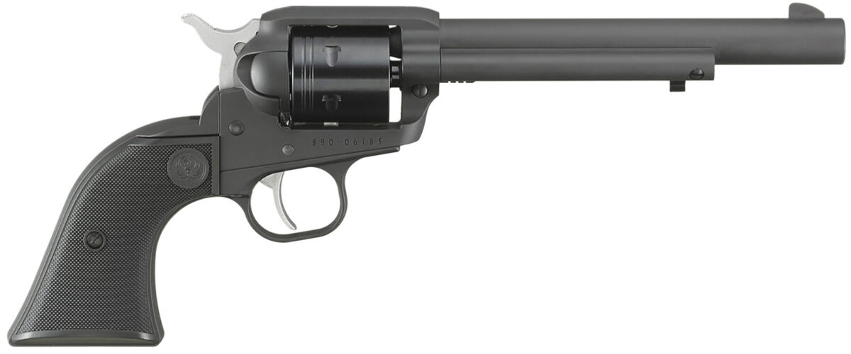 Ruger 2042 Wrangler 22 LR 6 Shot 6.50" Black Cerakote Steel Barrel, Black Cerakote Aluminum Frame, Black Cerakote Cylinder, Black Checkered Polymer Grip, Transfer Bar Safety, Exposed Hammer 1 152156