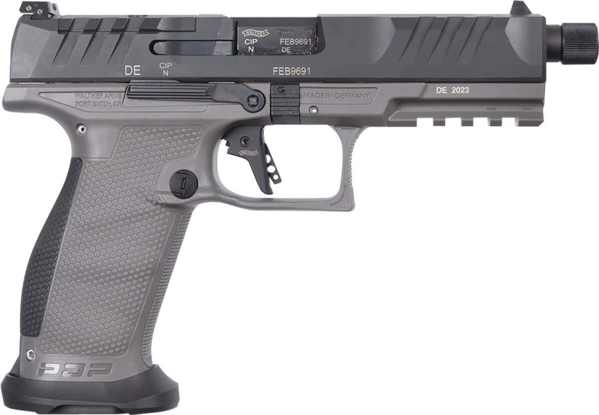 Walther Arms 2877503 PDP Pro SD 9mm Luger 18+1 5.10" Threaded Barrel, Black Optic Cut/Serrated Slide, Tungsten Gray Polymer Frame with Pic. Rail, Performance Duty Grip, Flared Magwell 1 153375