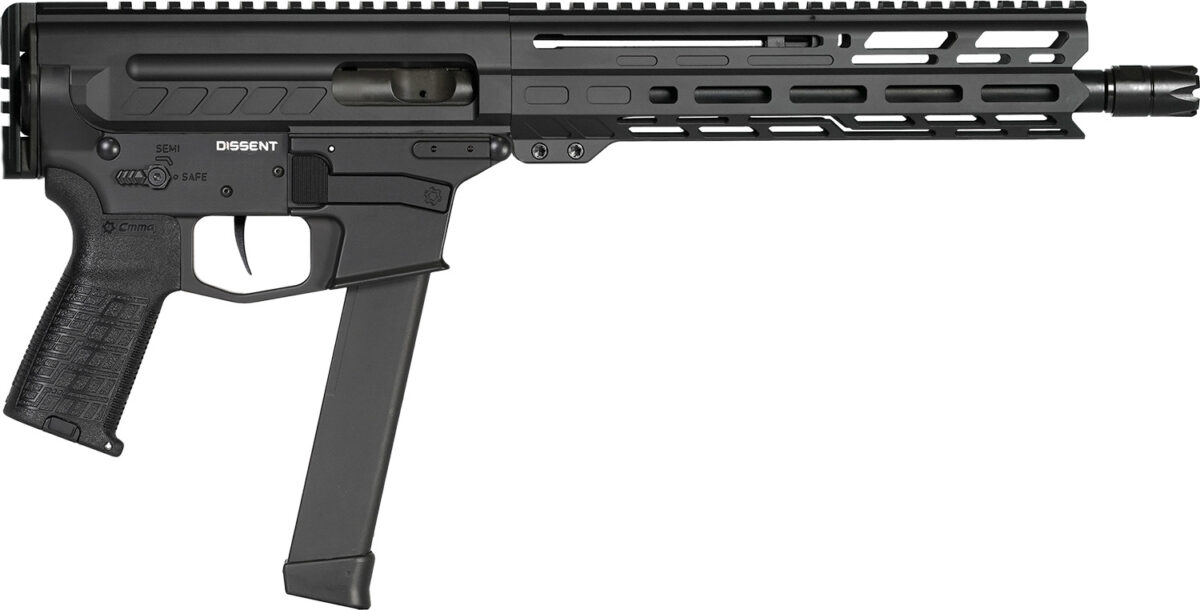 CMMG 99A806DAB Dissent MKGS 9mm Luger 33+1 10.50", Black, Picatinny Brace Adapter, 5.50" M-LOK Handguard, Left Side Charging Handle, Zeroed Linear Comp, Zeroed Drop-In Single Stage Trigger 1 153770