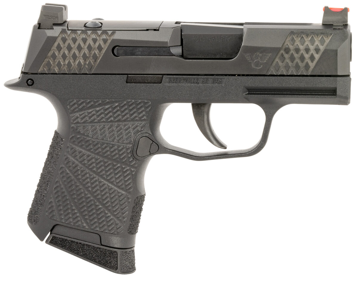 Wilson Combat SIGWCP3659BSR P365 9mm Luger 10+1 (2) 3.10", Black, RMRSc Optic Cut Slide with X-Tac Pattern Serrations, Polymer Frame, Sunburst Grips, Optic Height Fiber Optic Sights, Standard Trigger 1 154400