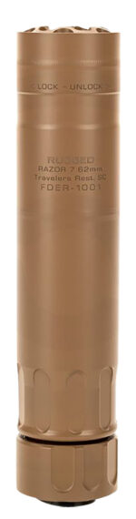 Rugged Suppressors RZRFDE762 Razor762 30 Cal (7.62mm), Rate Up To 300 RUM, 6.40" L FDE Cerakote Stainless Steel, 5/8"-24 tpi R3 Flash Hider Included 2 156614