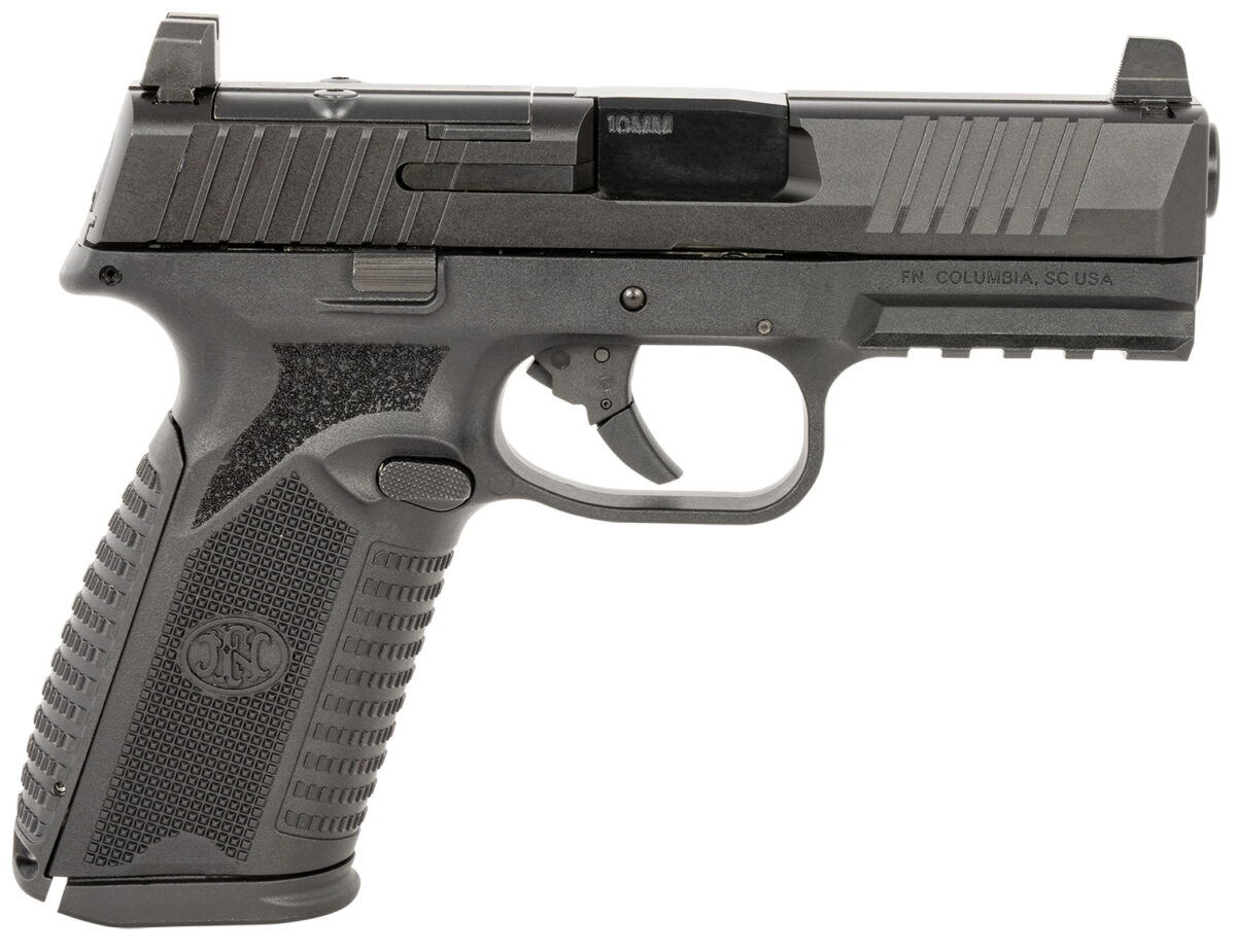 FN 66101379 510 MRD Full Size 10mm Auto 15+1, 4.10" Black Target Crown Steel Barrel, Black PVD Optic Cut/Serrated Steel Slide & Polymer Frame w/Picatinny Rail, Ambidextrous 1 158115