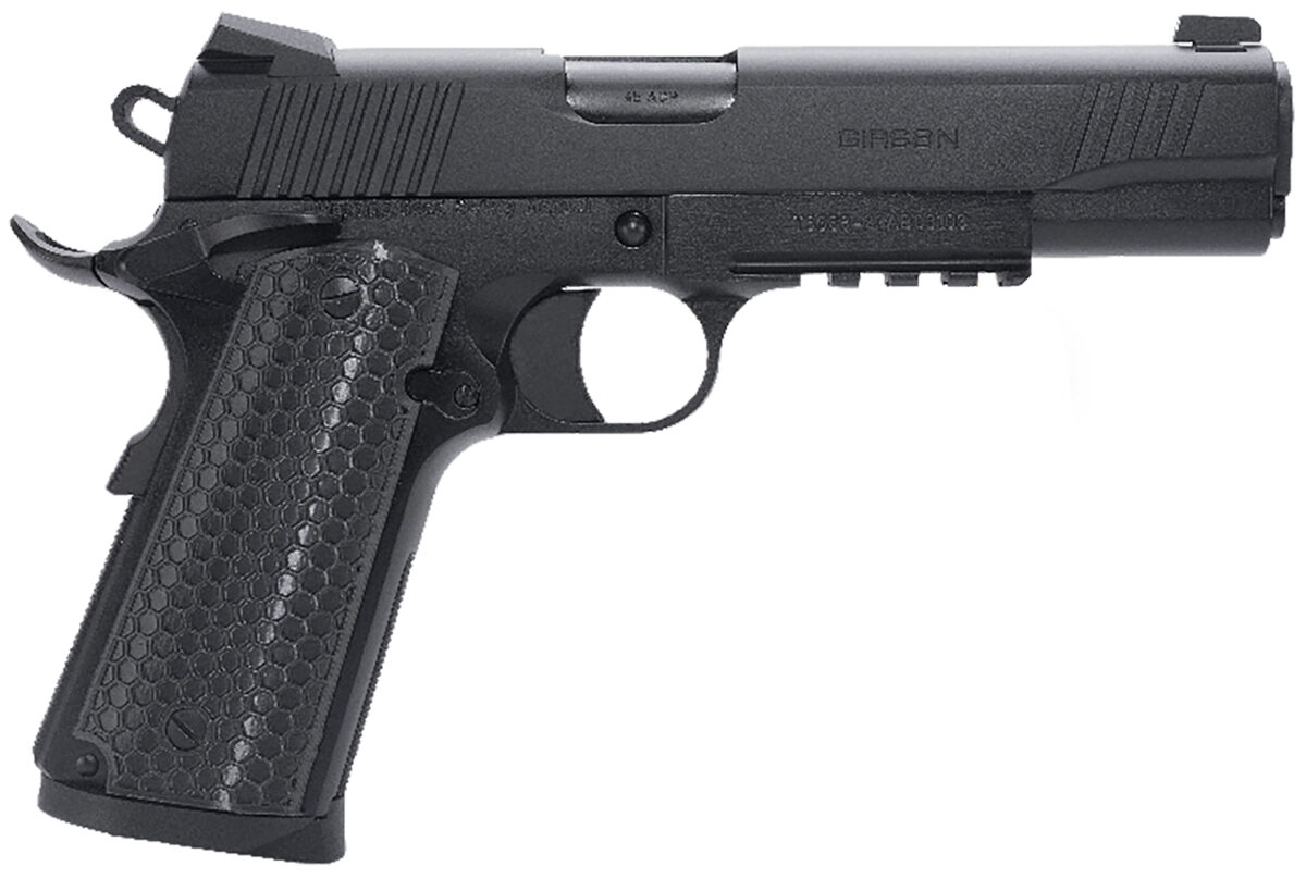 Girsan 392061 MC1911 S Untouchable Full Size Frame 9mm Luger 9+1 5" Black Steel Barrel, Black Serrated Steel Slide & Frame w/Beavertail & Picatinny Rail, Black Polymer Grip 1 160995