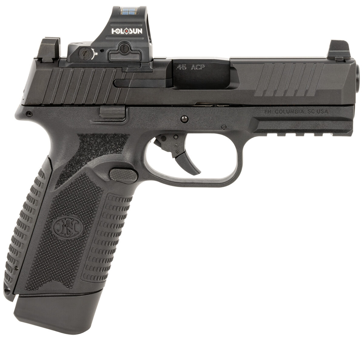 FN 66101916 545 MRD w/Optic Full Size 45 ACP 15+1 4.10" Black Target Crown Steel Barrel, Black PVD Optic Cut/Serrated Steel Slide & Polymer Frame w/Picatinny Rail, Holosun 407C Red Dot, Ambidextrous 1 162157