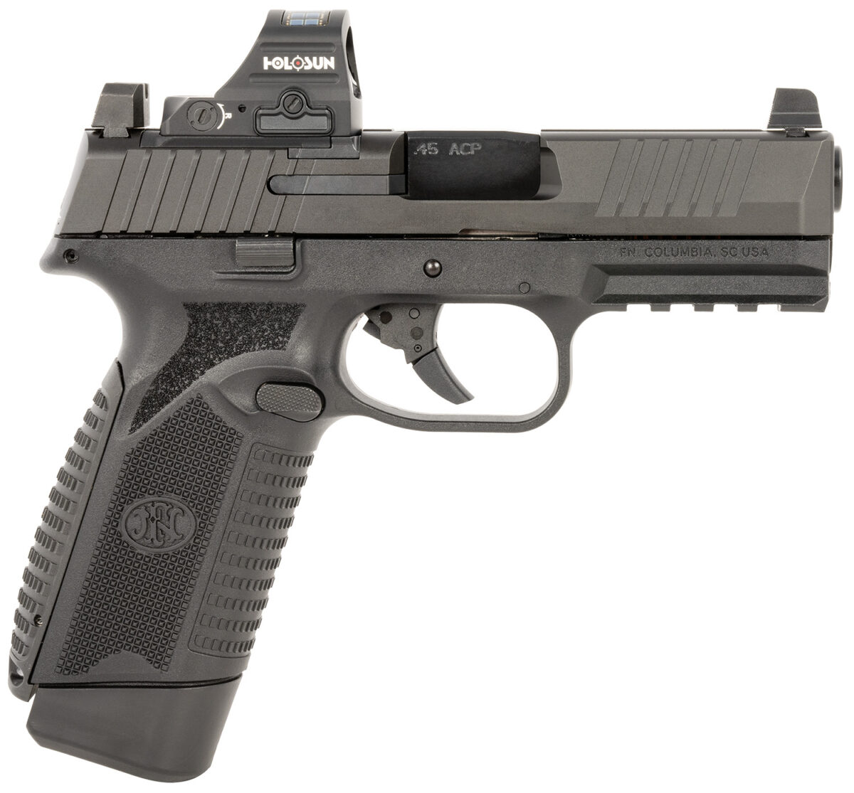 FN 66101917 545 MRD w/Optic Full Size 45 ACP 10+1 4.10" Black Target Crown Steel Barrel, Black PVD Optic Cut/Serrated Steel Slide & Polymer Frame w/Picatinny Rail, Holosun 407C Red Dot, Ambidextrous 1 162158