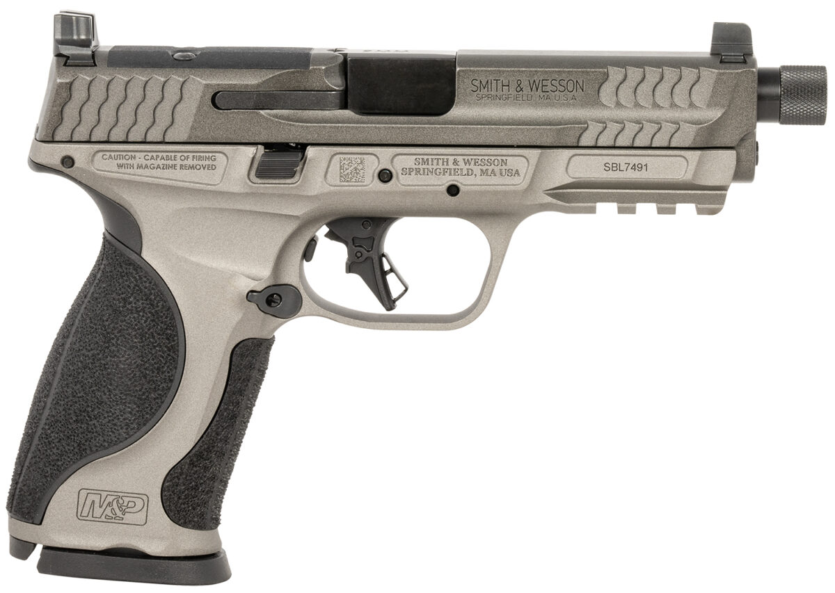 Smith & Wesson 14162 M&P M2.0 Full Size Frame 9mm Luger 17+1, 4.63" Black Threaded Barrel, Gray Optic Cut/Serrated Steel Slide, Gray Aluminum Frame w/Picatinny Rail, Black Polymer Grip 1 165780