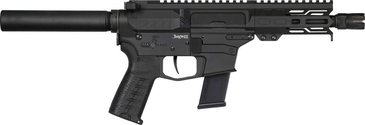 CMMG 45AE70FAB Banshee MKG 45 ACP 13+1 5" Black Nitride Medium Taper Threaded Barrel, EML 4" M-LOK Handguards, Black Armor Cerakote Aluminum Picatinny Rail Receiver, Pistol Tube, CMMG Zeroed Grips 1 166376