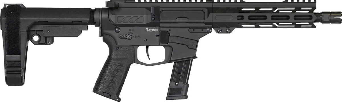 CMMG 92A0B0FAB Banshee MK17 9mm Luger 21+1 8" Black Nitride Medium Taper Threaded Barrel, EML 7" M-LOK Handguards, Black Armor Cerakote Aluminum Picatinny Rail Receiver, CMMG Zeroed Grips 1 166427