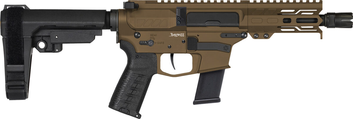 CMMG 45AB70FMB Banshee MKG 45 ACP 13+1 5" Black Nitride Medium Taper Threaded Barrel, EML 4" M-LOK Handguards, Midnight Bronze Cerakote Aluminum Picatinny Rail Receiver, CMMG Zeroed Grips 1 166432