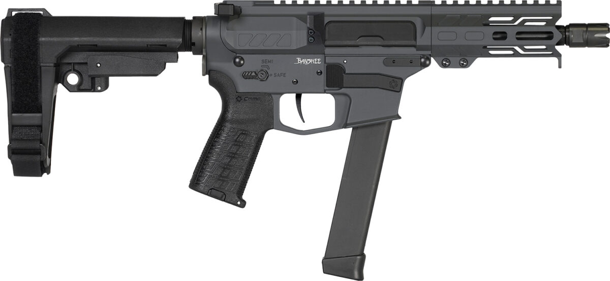 CMMG 99A890FSG Banshee MKGS 9mm Luger 33+1 5" Black Nitride Medium Taper Threaded Barrel, EML 4" M-LOK Handguards, Sniper Gray Cerakote Aluminum Picatinny Rail Receiver, CMMG Zeroed Grips 1 166448