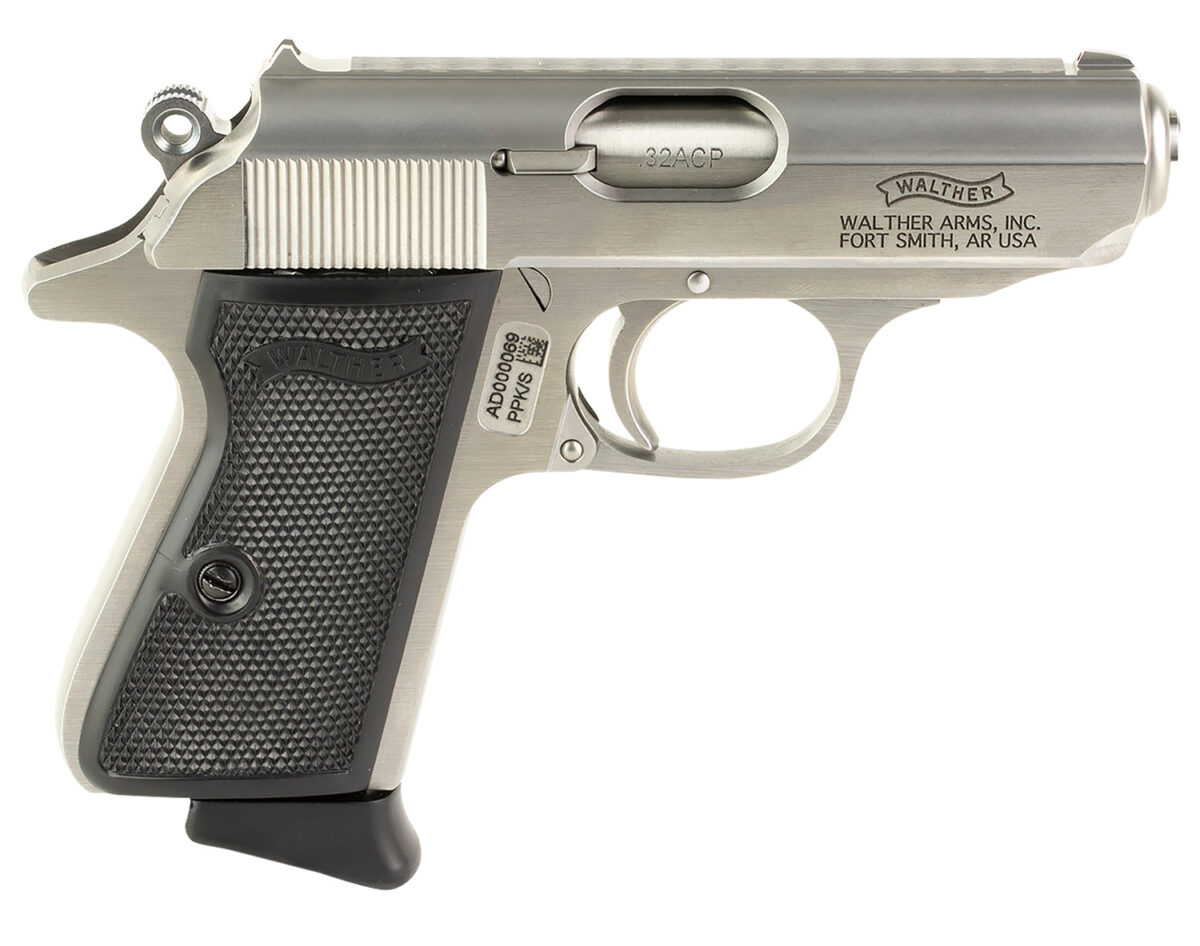 Walther Arms 4796022 PPK/S 32 ACP 7+1 3.30" Stainless Steel Barrel, Matte Stainless Serrated Steel Slide, Stainless Aluminum Frame w/Beavertail, Black Checkered Polymer 1 167254